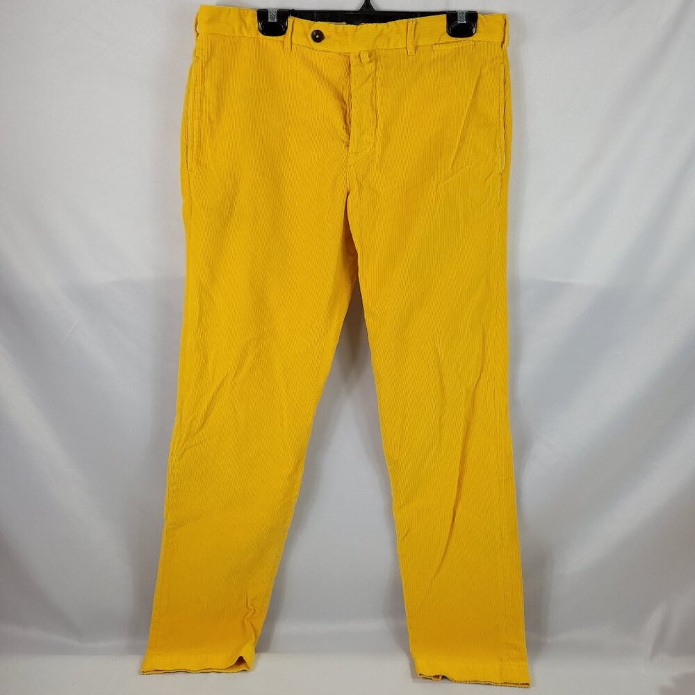 Alain Vintage 1970s Yellow Corduroy Pants Made Italy Mens size W34/L34